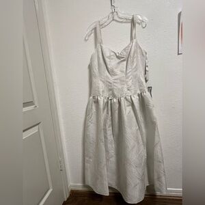 Elegant Ivory Silver Strap Midi Dress